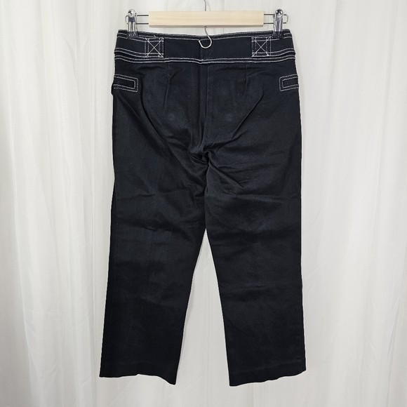 Cache y2k black capri sailor flap pants white stitching large silver buttons 4 - Picture 5 of 9